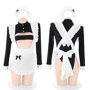 Open Bra Maid Tight Bodysuit Costume