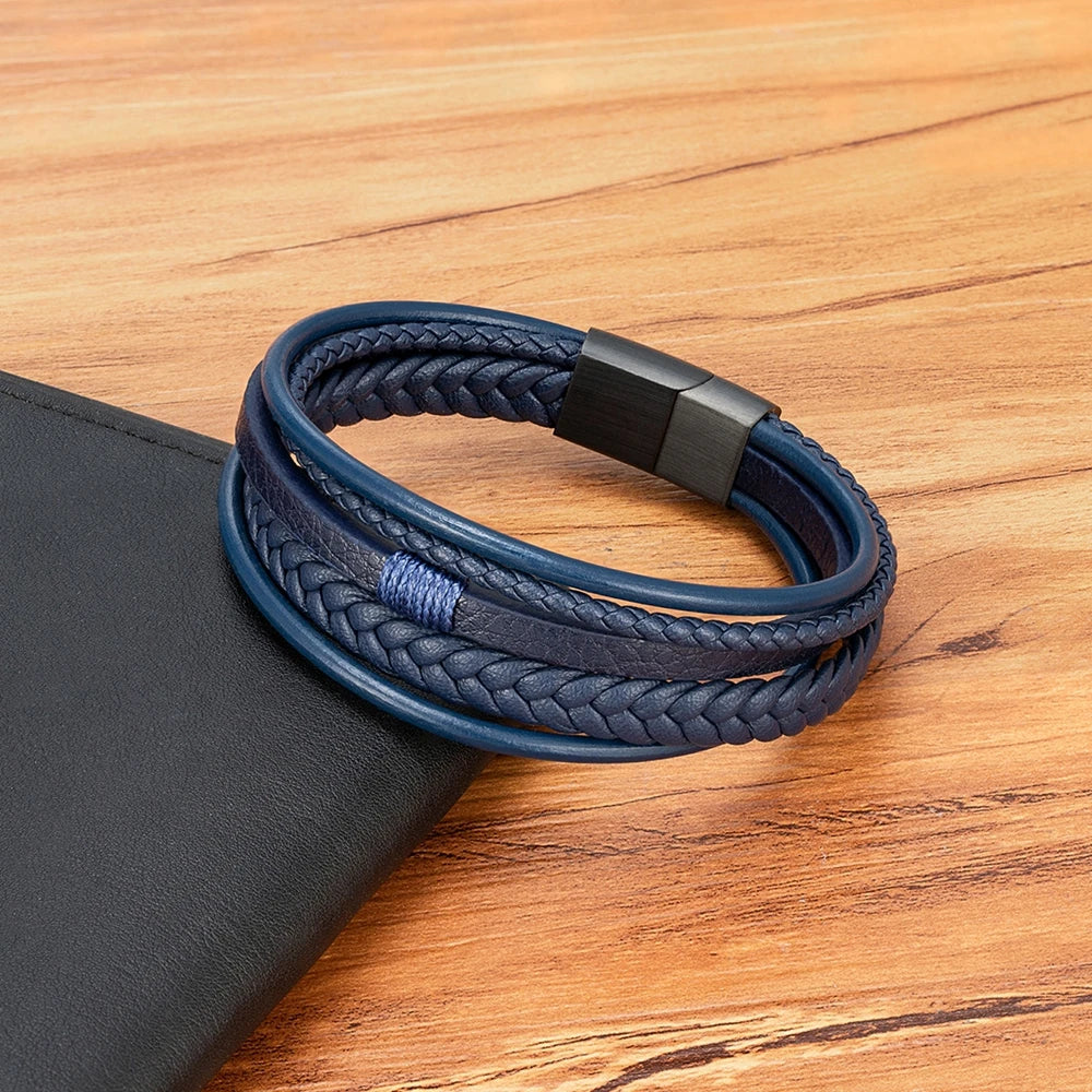 XQNI Hand-Woven Leather Multilayer Bracelet