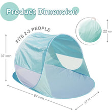 UPF 50+ Pop Up Beach Tent for 2-3 People with 360 Ventilation t