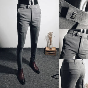 Slim Fit Solid Color Dress Pants