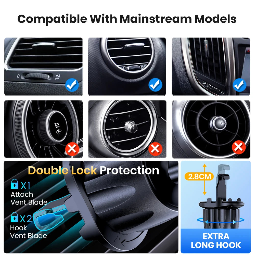 TOPK Car Phone Holder Upgraded Metal Hook