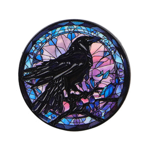 Crow Enameled Round Broch Lapel Pins