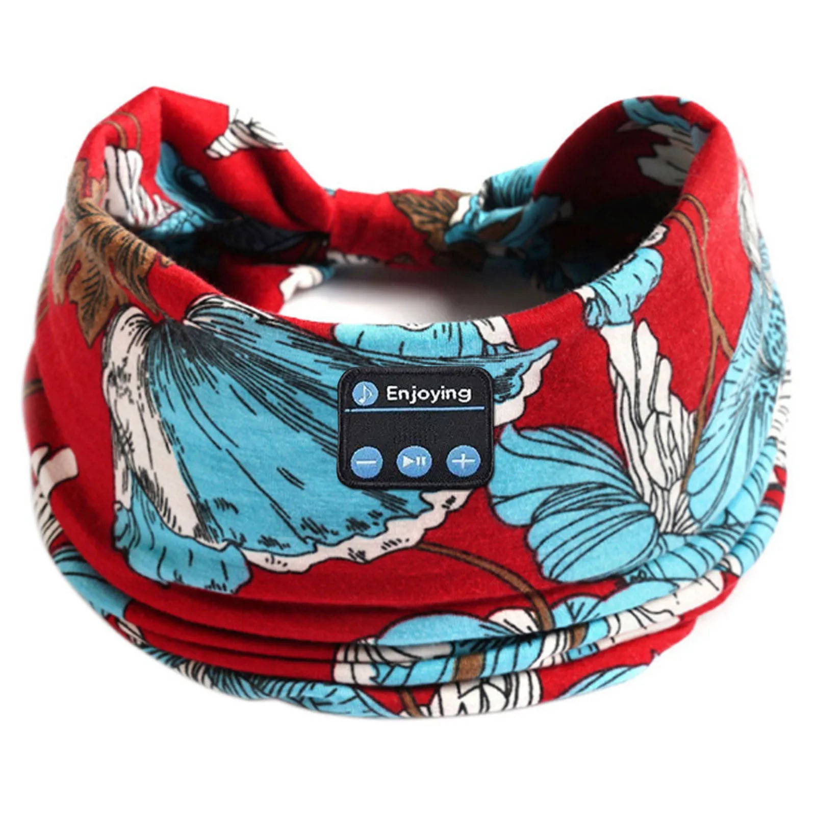 Wireless Bluetooth Floral Print Headband Headphones with Headset Microphone