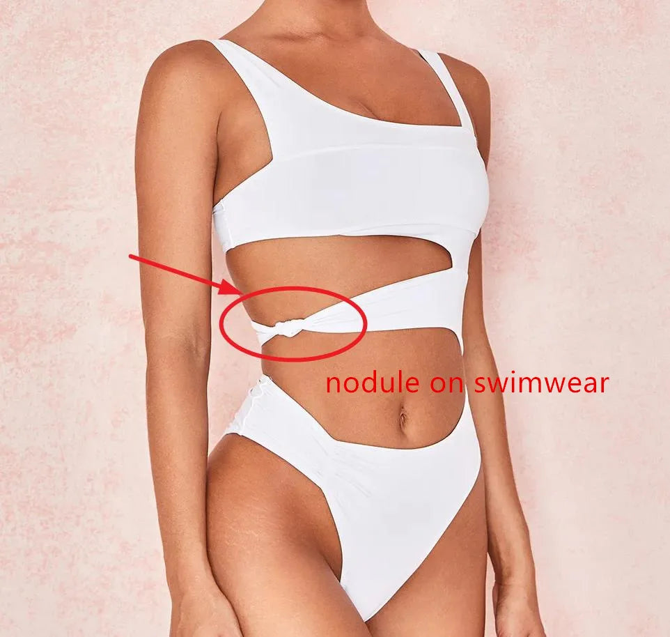 Women's Hollow One Piece Eye-Catching Monochrome Swimwear