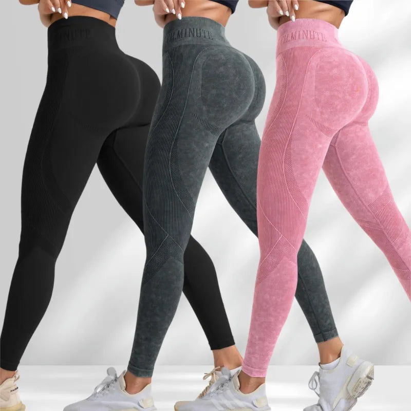 Seamless High Waist Hip Lifting Sand Washed Leggings