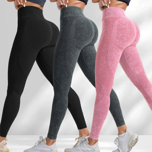 Seamless High Waist Hip Lifting Sand Washed Leggings