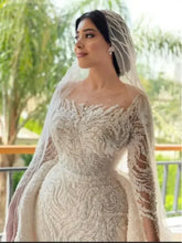 Long Sleeve Beaded Mermaid Bride Dress