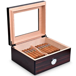 Cedar Wood Large Capacity Cigar Humidor with Digital Hygrometer