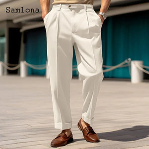 Elegant Wide Leg Solid Color Dress Pants