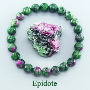 Geniune Natural Epidote Zoisite Stone Bead Bracelet