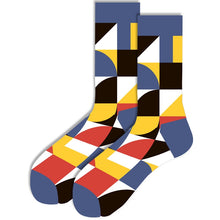 Happy Colorful Striped Argyle Geometric Print Socks