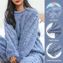 Soft Coral Velvet Jacquard Warm Pajama Set for Women