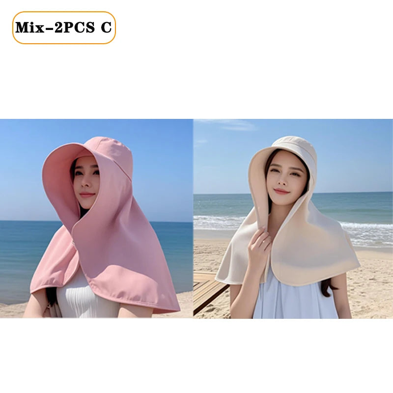 Sun Protection UV Protection Large Brim Face Covering Hat