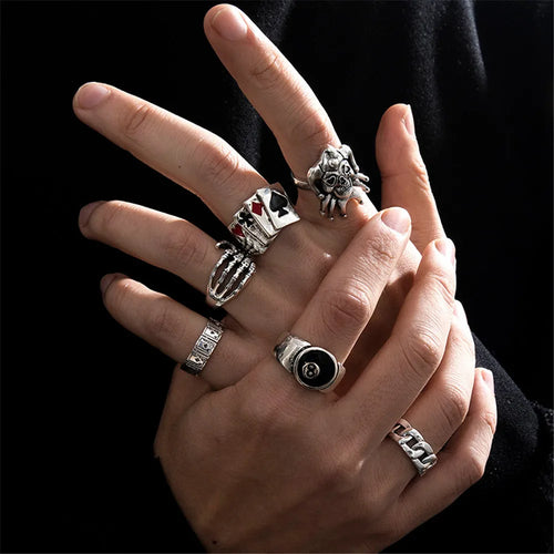 6Pcs Silver Decorative Ring Set
