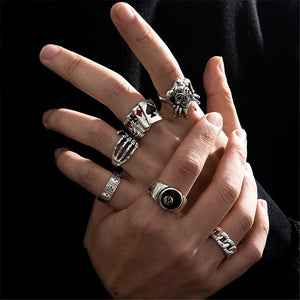 6Pcs Silver Decorative Ring Set
