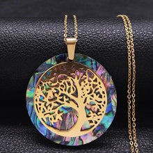 Tree of Life Stainless Steel Abalone Shell Natural Necklace Chain