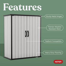 Grey Black 4.6x5.6FT Resin Outdoor Storage Shed with Shelving,