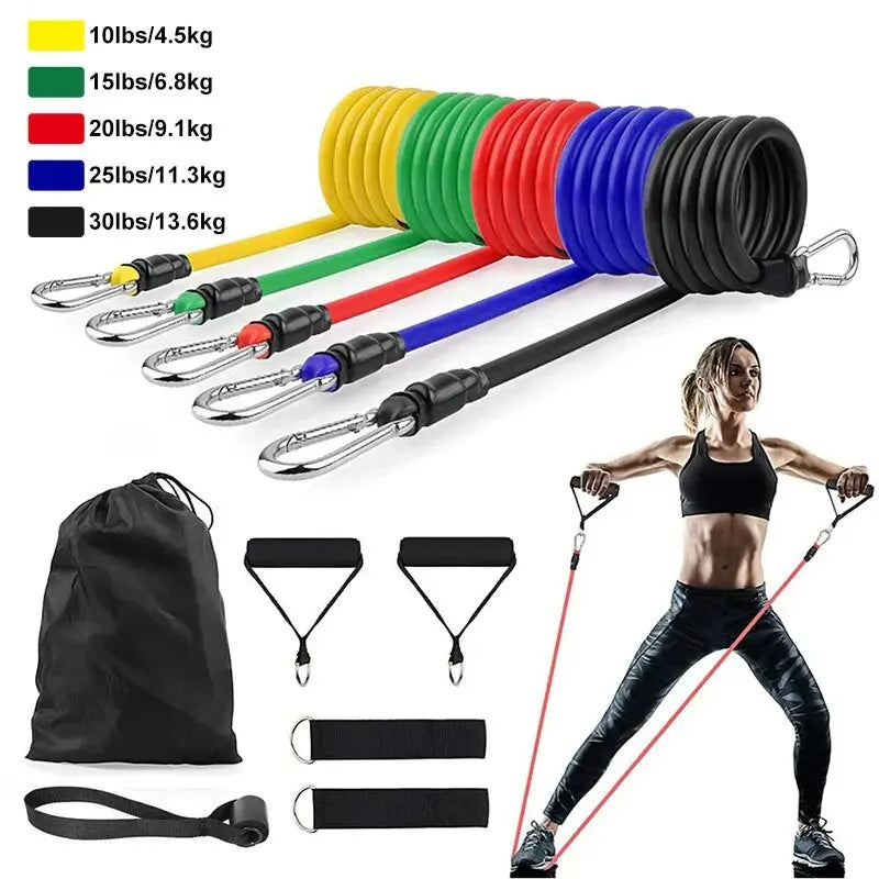 11pcs/Set Portable Pull Rope Resistance Bands