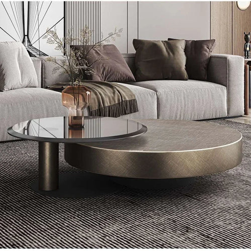 Nordic Glass Creative Round Metal Side Designer Coffee Table