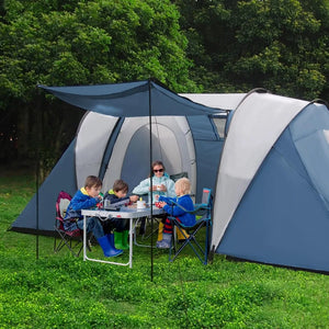 Family-Sized Weatherproof Camping Tent with Porch and Rainfly 2-Room Easy Setup