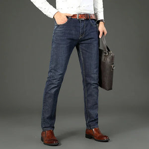 2-piece Set  WhinLEE Black and Blue Business Elite Micro Elastic Straight Leg Multi-craft Jeans
