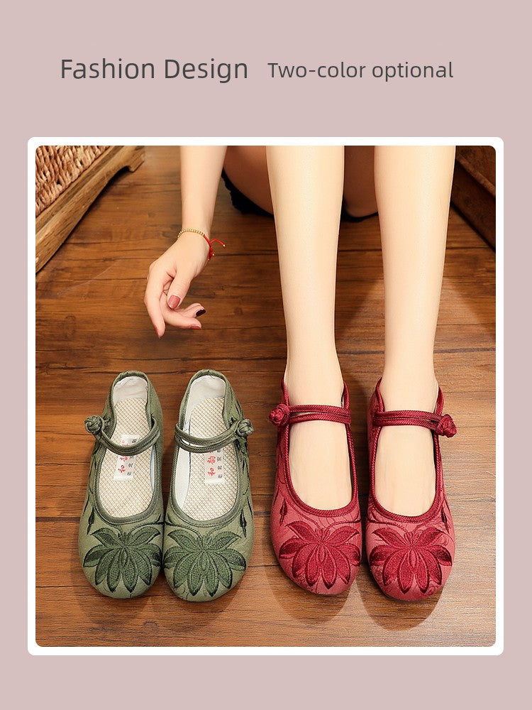 Square Mouth Buckle Cloth Shoes