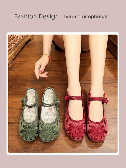 Square Mouth Buckle Cloth Shoes