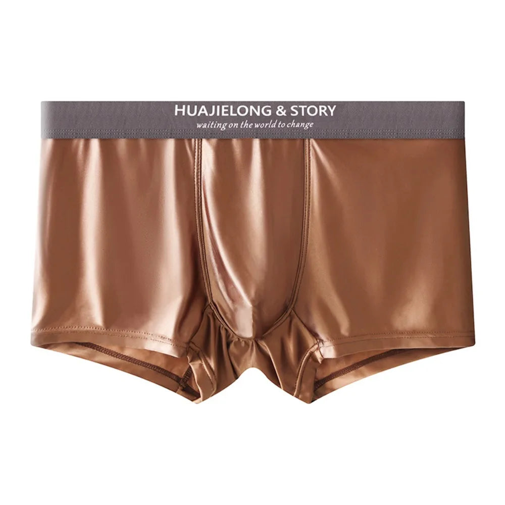Breathable Thin Satin Seamless Mid Waist Boxers