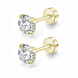 Stainless Steel Round Crystal Zircon Ear Studs