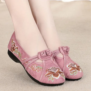 Retro Embroidered Anti-Skid Ballet Shoes