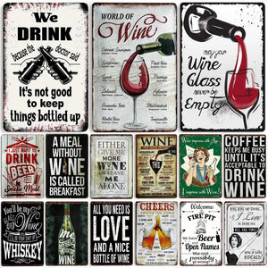 Vintage World Wine Metal Sign Plaque