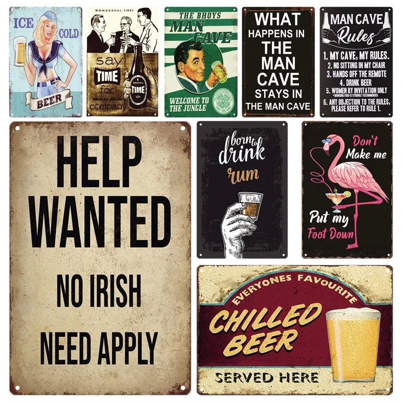 Tin Sign Irish Drink Lovers Pub Wall Metal