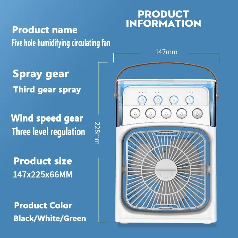 3 In 1 Small Fan Air Conditioner LED Night Light