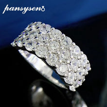 PANSYSEN 925 Sterling Silver Full Round Simulated Moissanite Diamond Ring