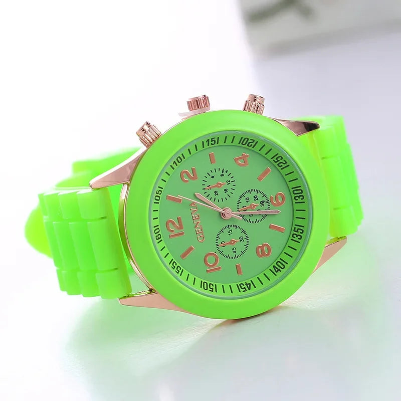 Geneva Ladies Silicone Strap Quartz Wristwatch