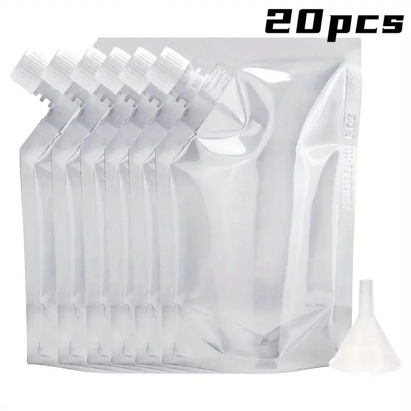 20/40pcs Clear Drink Pouches Freezable Portable Reusable Plastic Flask