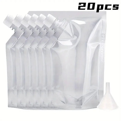 20/40pcs Clear Drink Pouches Freezable Portable Reusable Plastic Flask