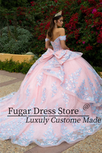 Embroidered Applique Long Off-shoulder Dress with A-line Layered Skirt