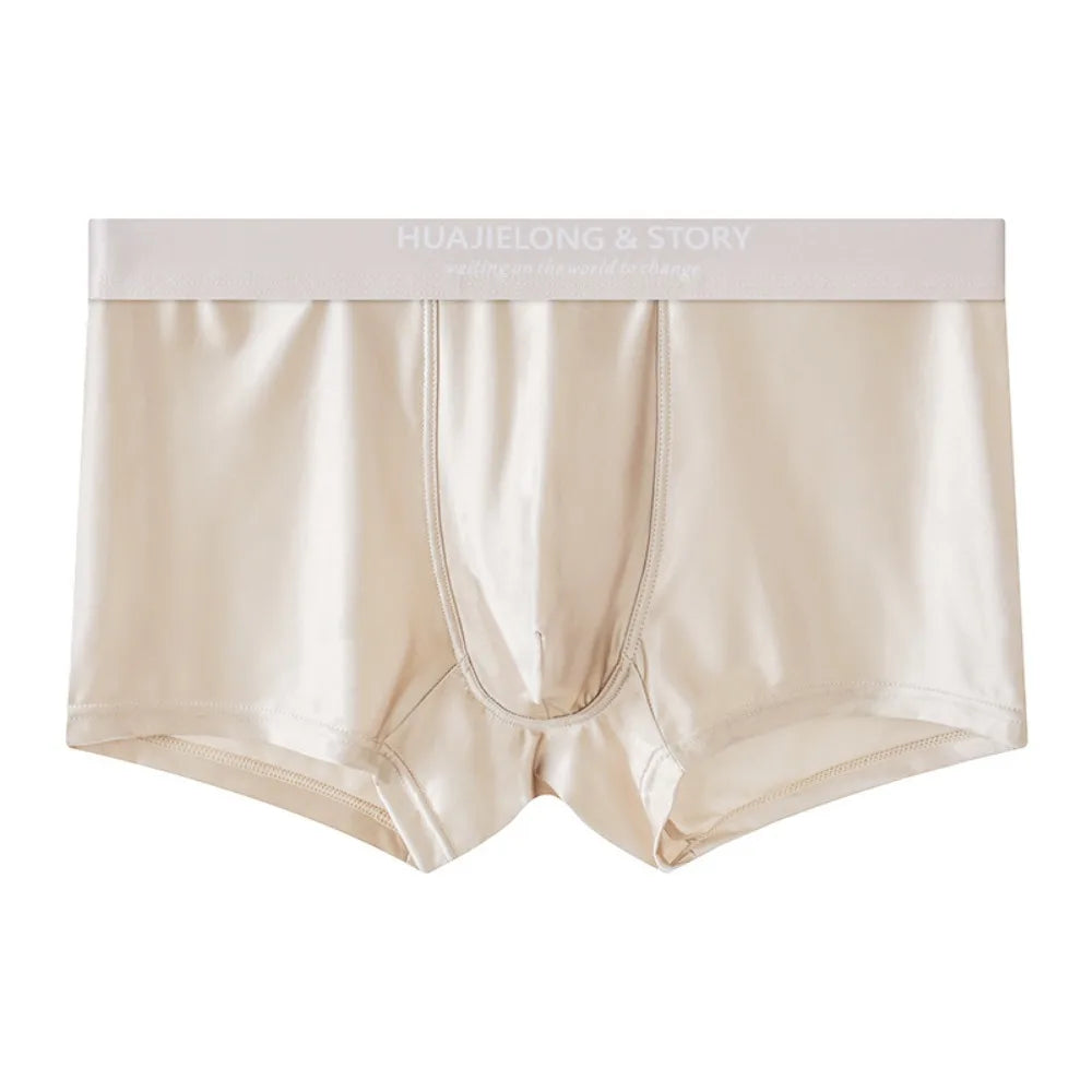 Breathable Thin Satin Seamless Mid Waist Boxers