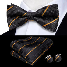 Solid Silk Bow Tie Hanky Cuff Links Set