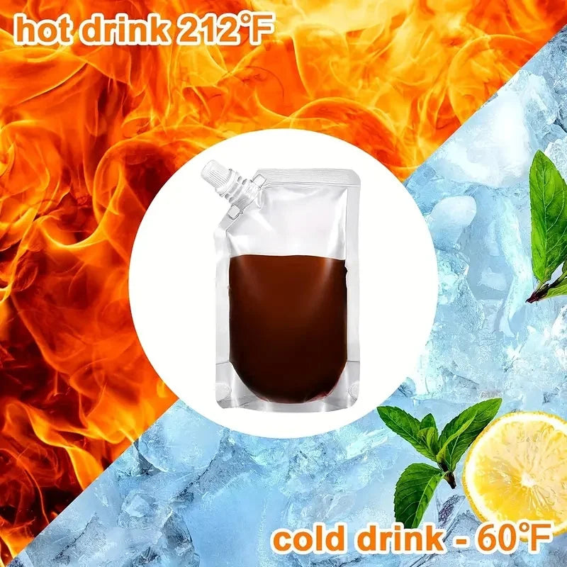 20/40pcs Clear Drink Pouches Freezable Portable Reusable Plastic Flask
