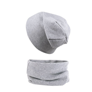 2pcs Soft Elastic Beanie Hat and Scarf Set