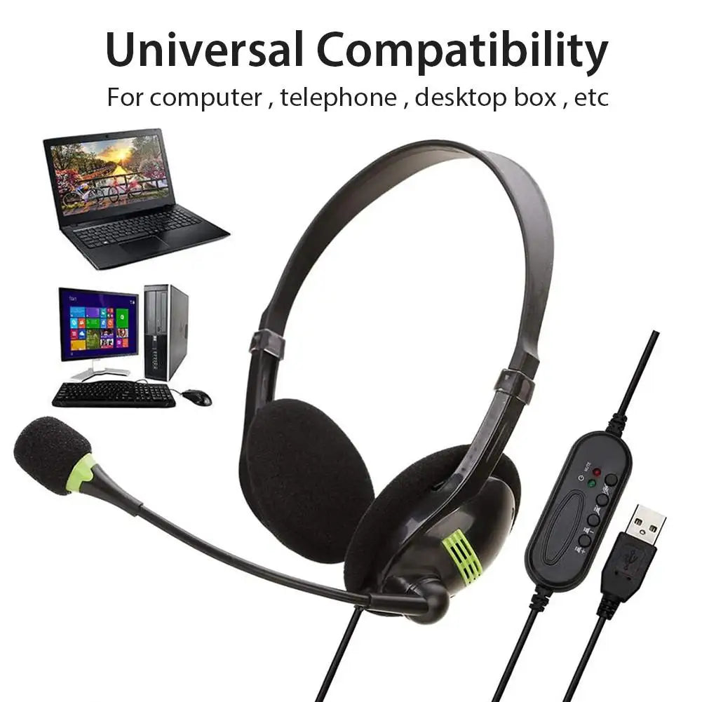Wired Operator Retractable Headset with Microphone