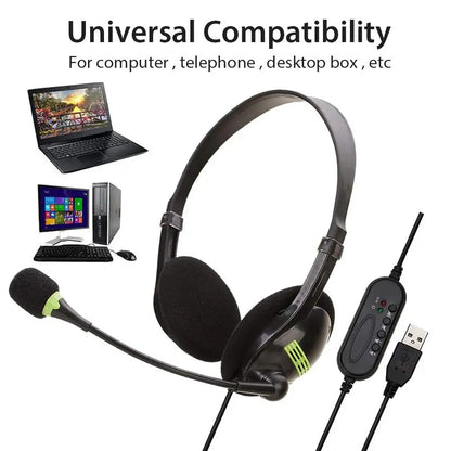 Wired Operator Retractable Headset with Microphone