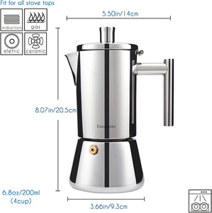 Easyworkz Diego Stovetop Espresso Maker Stainless Steel Italian Coffee Machine