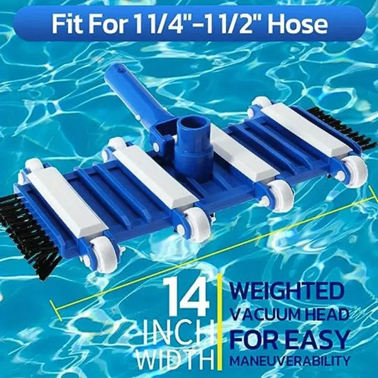 14" Swimming Pool Vacuum Head with Brush & Suction Wheel