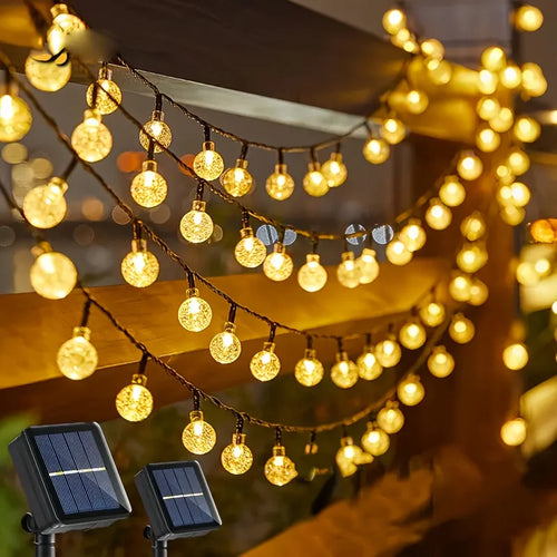 Solar String Lights 100 LED Crystal Globe Solar Lights