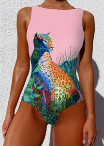 One Piece Exotic Print Bathing Suit