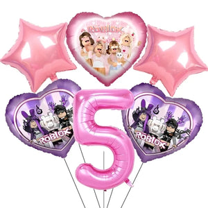 Pink Robloxed Theme Birthday Party Decorations Tableware Balloons Cups Plates Banner Backdrop Set
