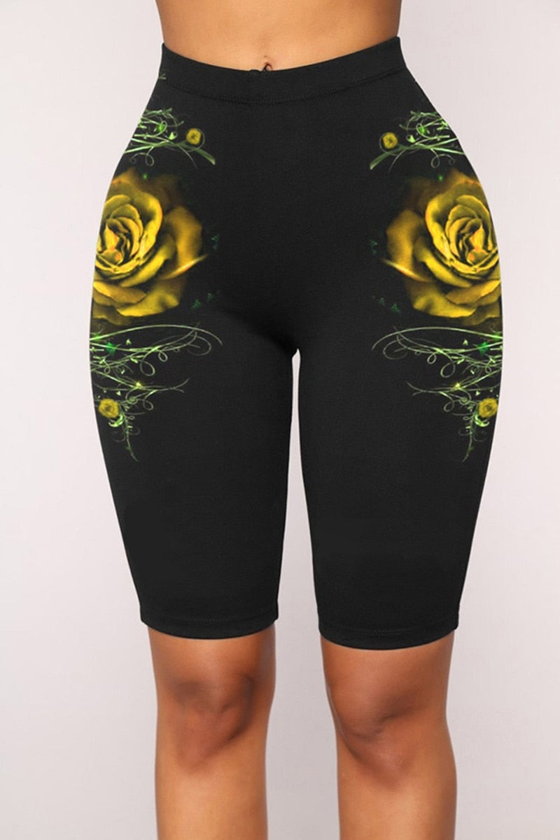 High Waist Stretch Slim Knee Length Leggings